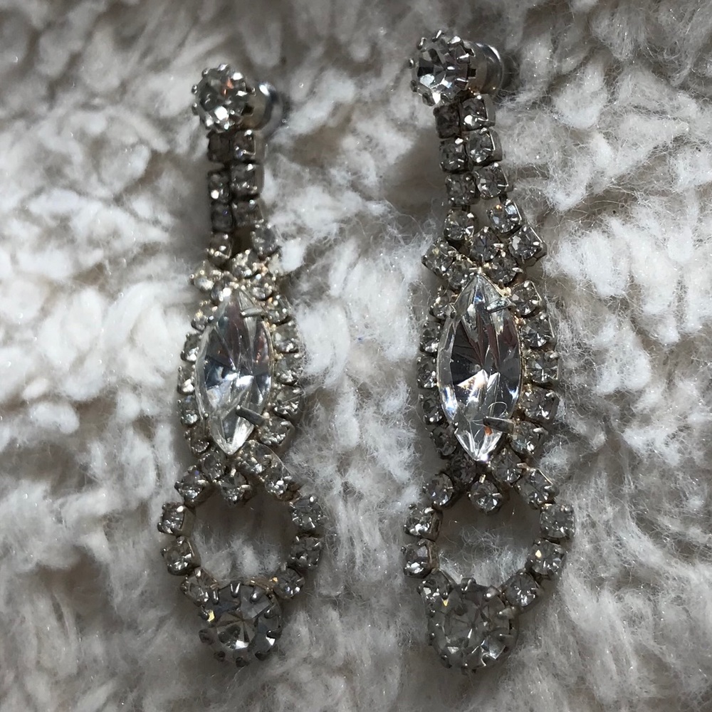 Drop Rhinestone Earrings - Picture 3 of 4